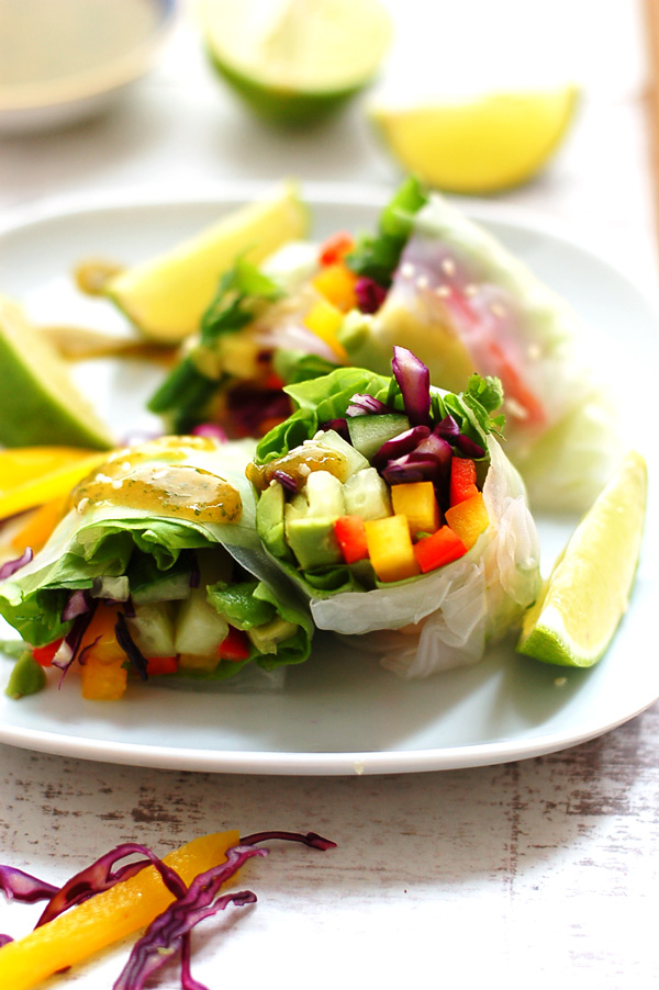 Vegetable Spring Rolls with Lime and Coconut Dressing