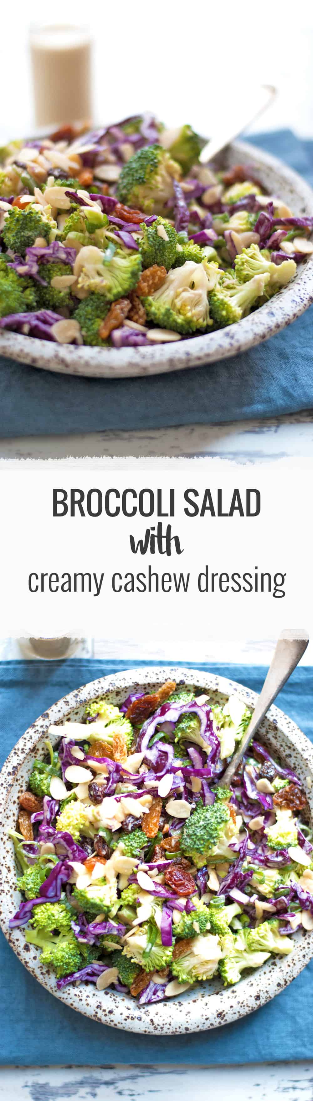 Super crunchy, fresh broccoli salad with creamy cashew dressing. Packed with all the good stuff, ready in 15 minutes! | via @annabanana.co