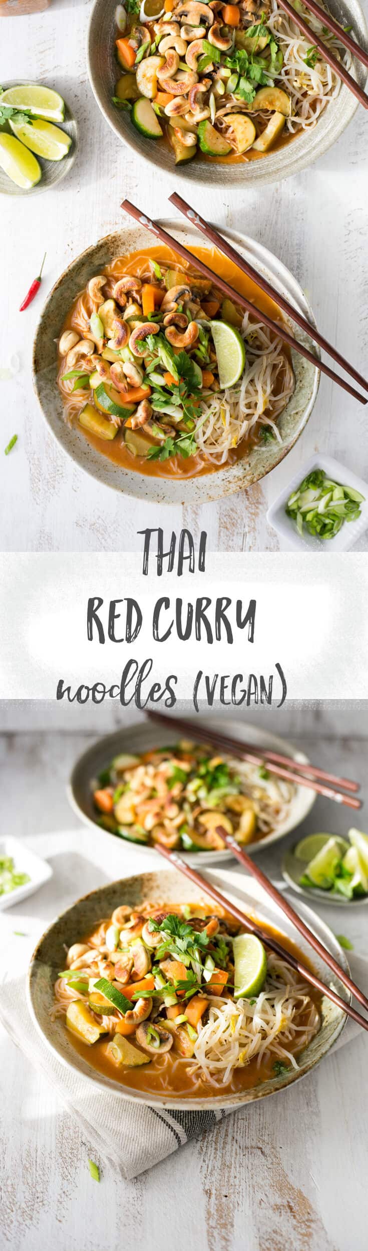 Super easy recipe for Thai red curry noodles. Packed with fantastic flavors and aromas, you will fall in love with it! | via @annabanana.co