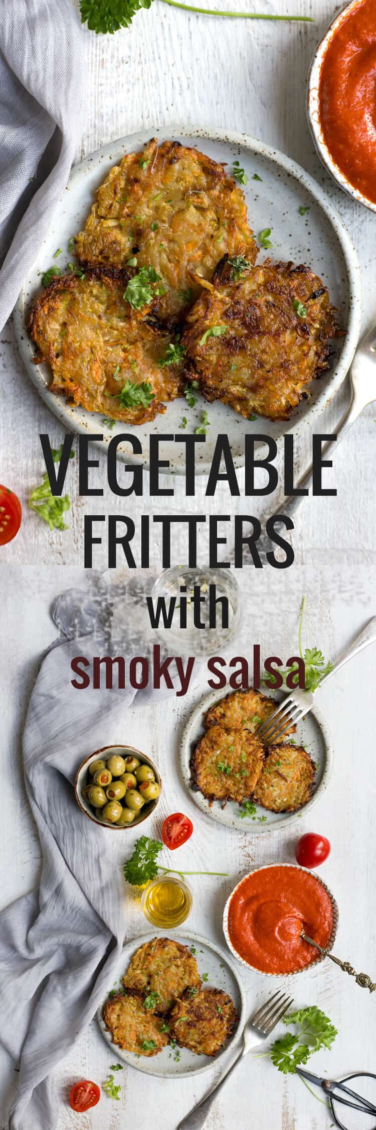 Vegetable fritters with smoky tomato salsa | via @annabanana.co