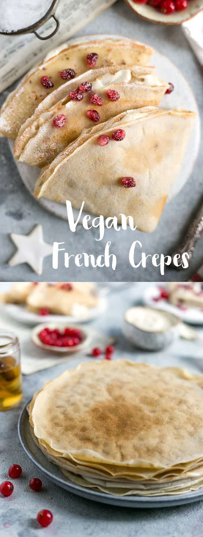 Classic French crepes recipe, perfect as a breakfast or dessert! #vegan #crepes #dairyfree | via @annabanana.co