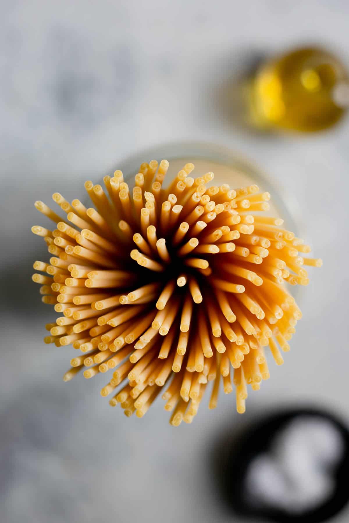 Dry bucatini pasta overhead shot #bucatinipasta #foodphotography