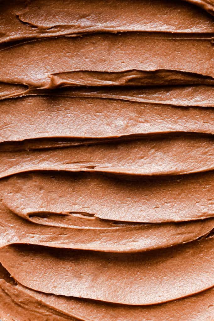 super close up of chocolate buttercream