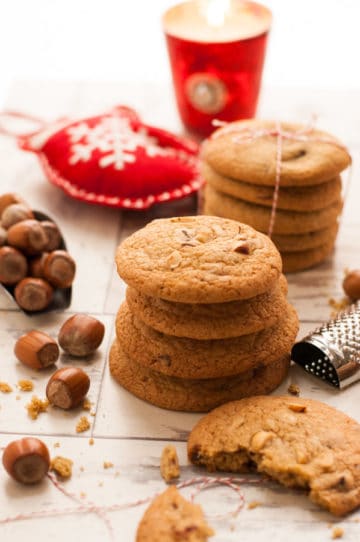 Nutmeg Cookies with Chocolate and Hazelnuts.