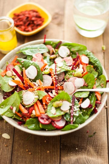 Spinach Salad with Olive and Lemon Dressing