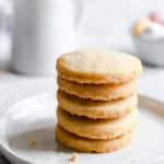 side close up of stack of cookies on a plate