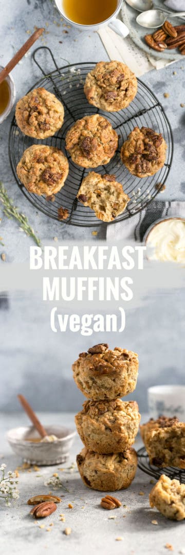 Easy and delicious breakfast muffins with crunchy pecan topping | via @annabanana.co