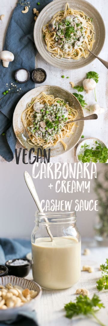 Super creamy vegan pasta carbonara with cashew sauce | via @annabanana.co