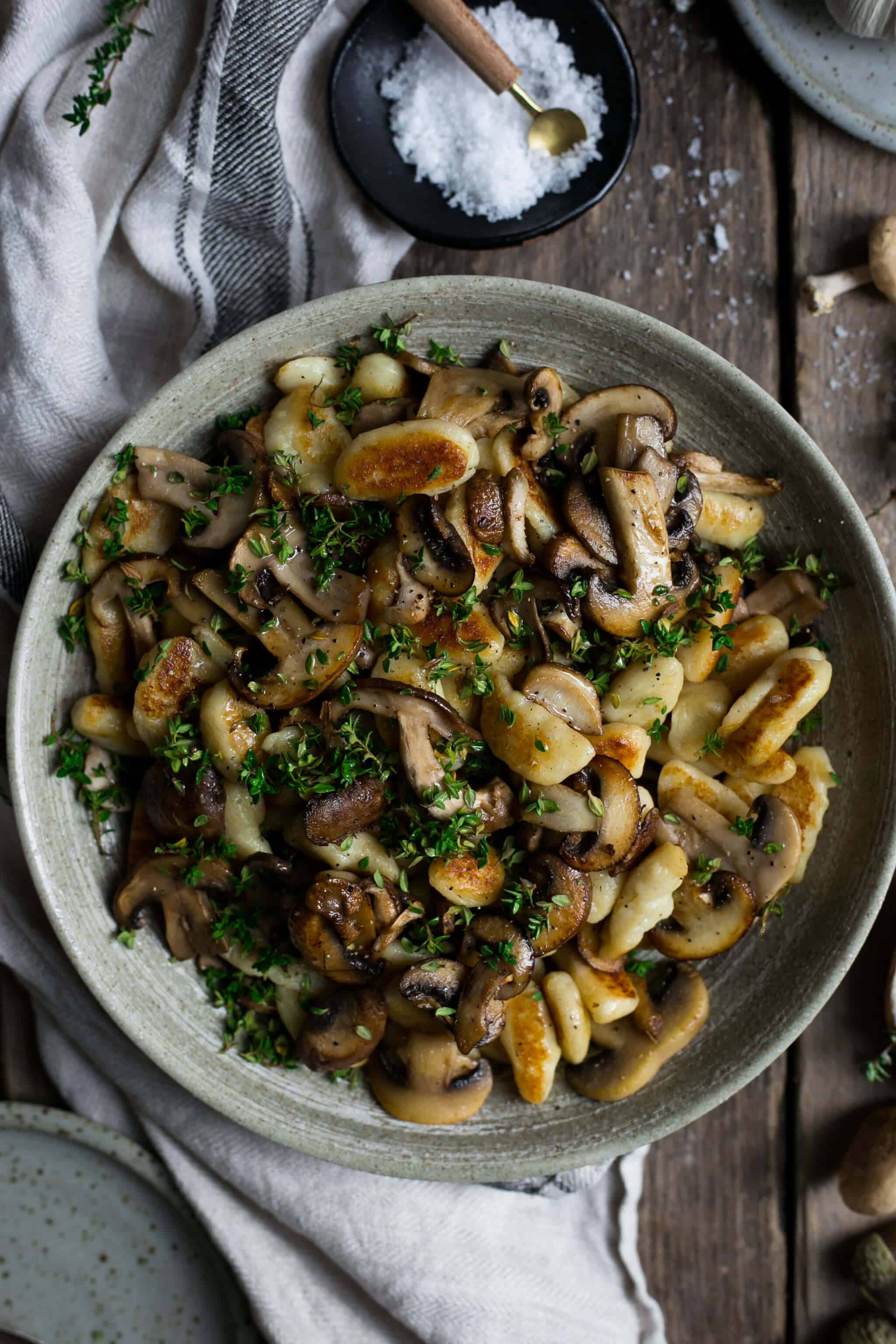 Mushroom Gnocchi with Thyme (Vegan and Vegetarian Option) | Anna Banana