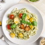 Pesto Pasta with Cherry Tomatoes #veganrecipe #dairyfree #healthyrecipe | via @annabanana.co