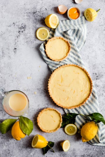 top view of lemon pies without the meringue