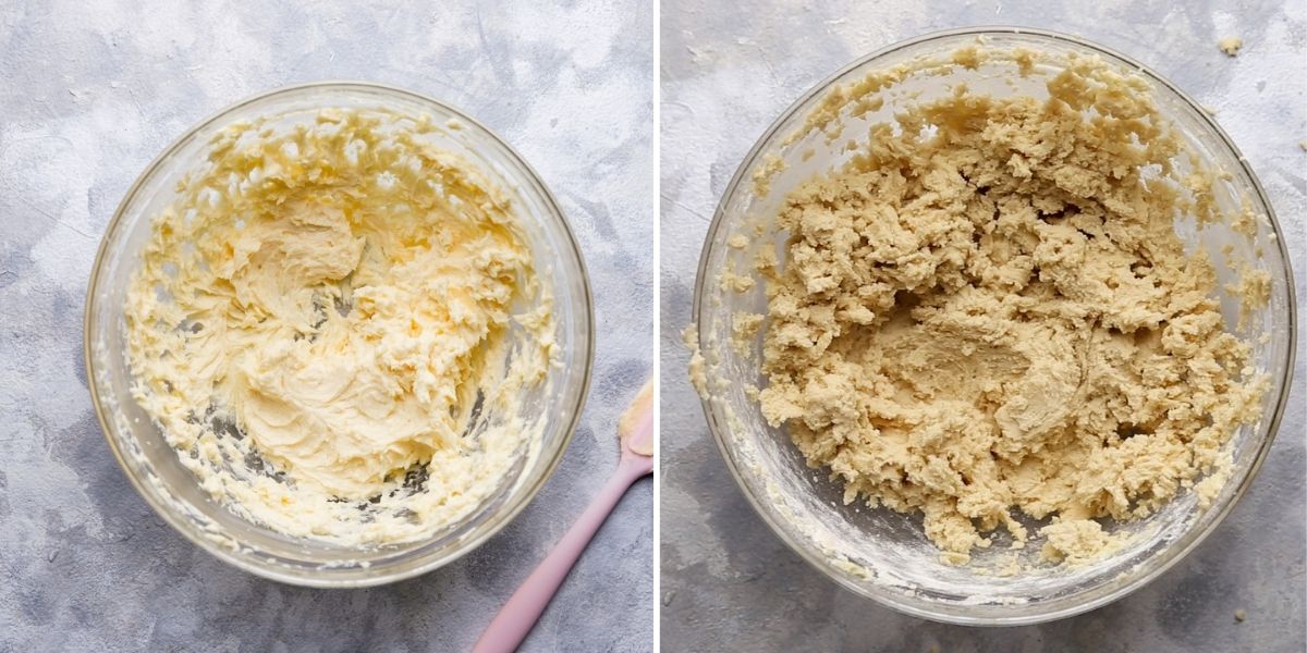 top view photos showing the process of making cookie dough