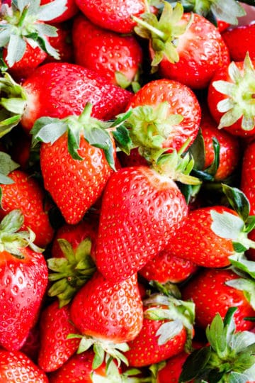top view close up at fresh strawberries