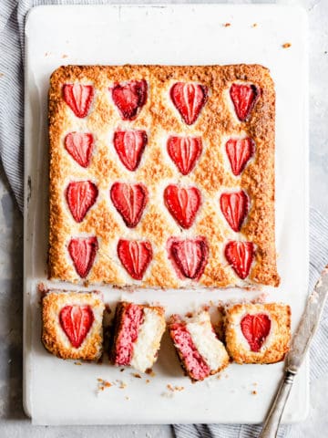overhead close up of strawberry coconut squares