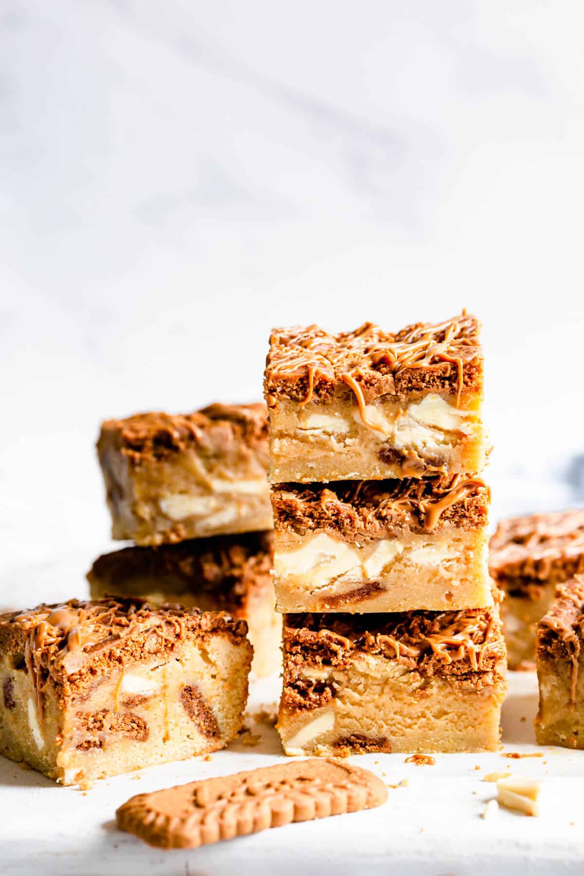 straight ahead shot of blondie bars stacked on top of each other