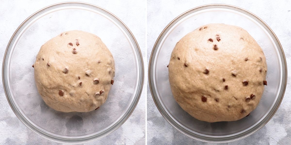 photos showing the process of the dough rising