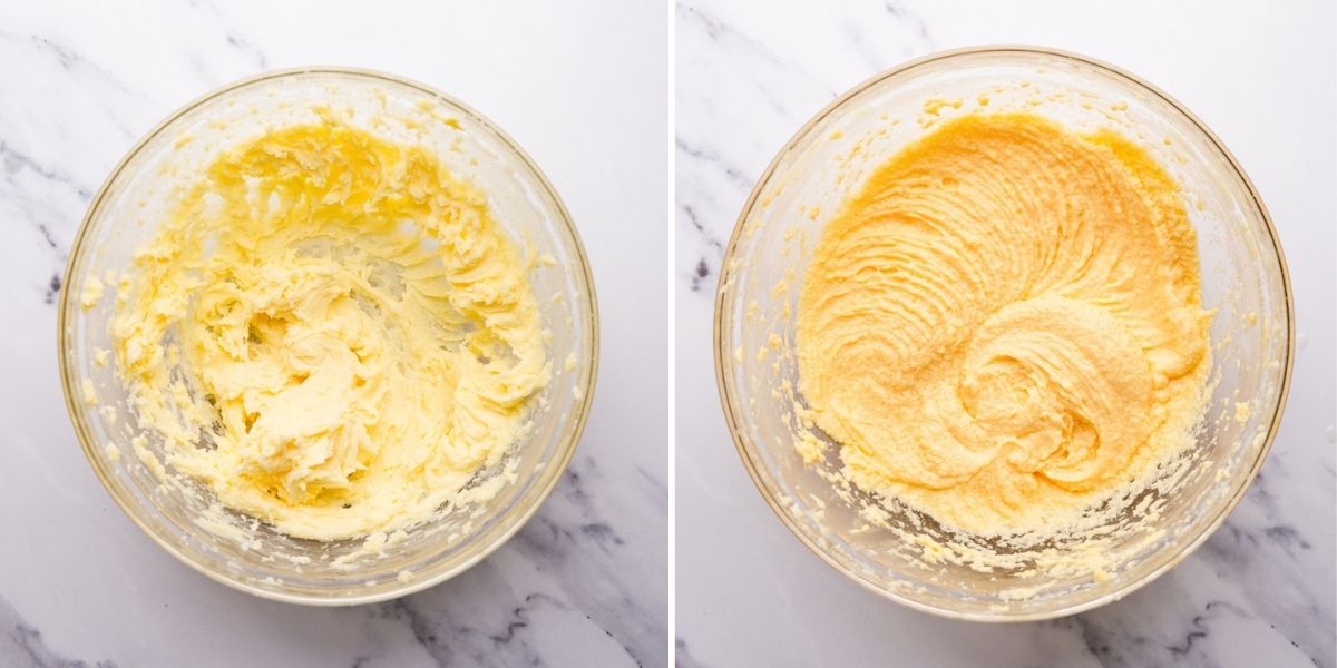 photos showing the process of making lemon cake step 1
