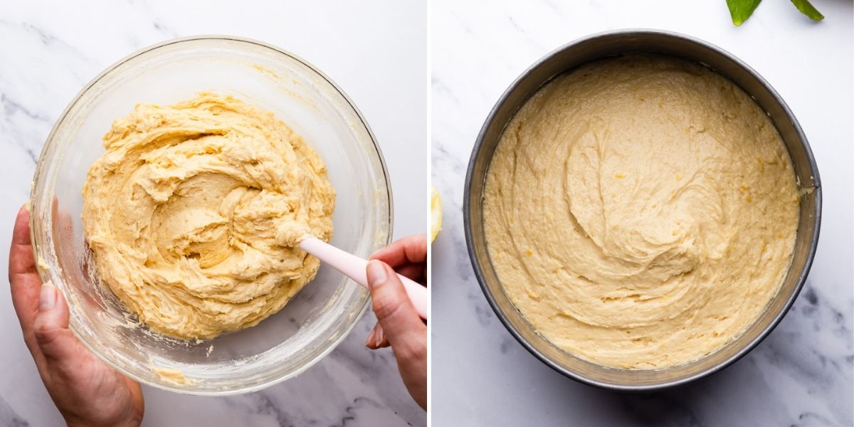 photos showing the process of making lemon cake step 2
