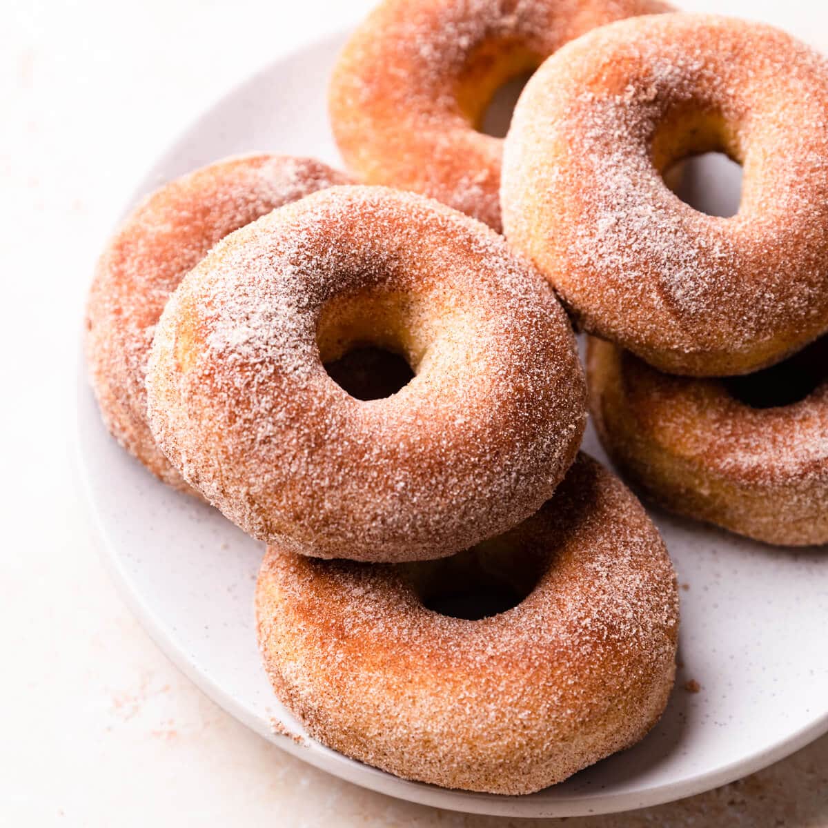 air fried doughnuts with cinnamon sugar coating.