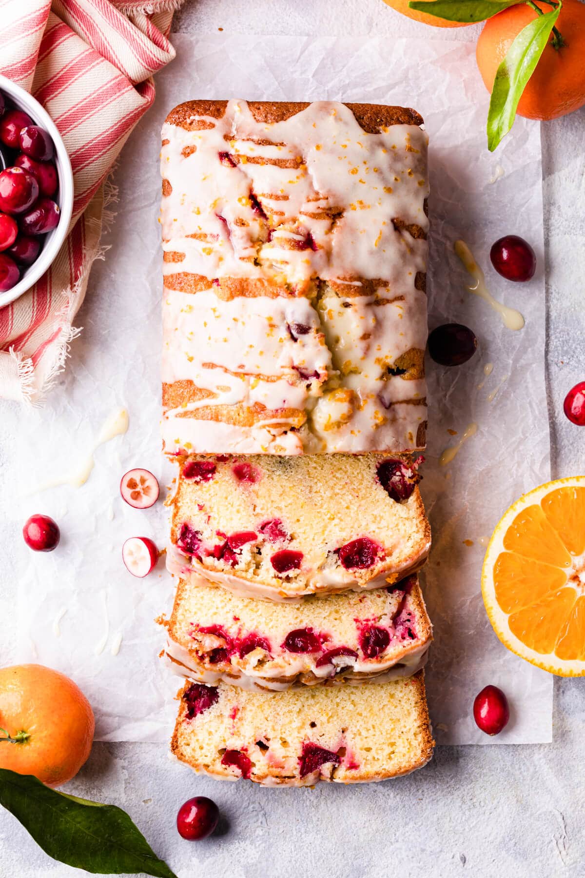 cranberry bread drizzled with citrus glaze.